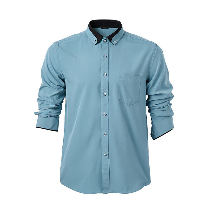 Chemise habillée pour homme à col noir contrastant, col uni - image 7