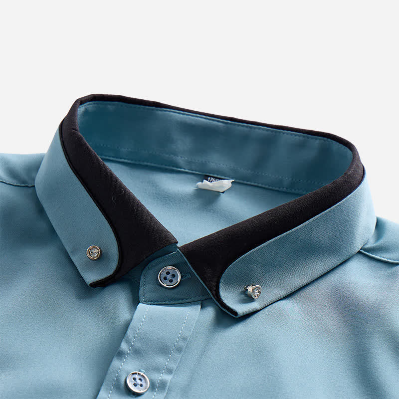 Chemise habillée pour homme à col noir contrastant, col uni - image 3