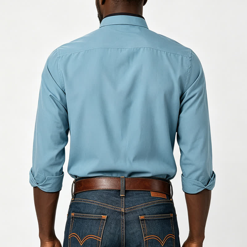Chemise habillée pour homme à col noir contrastant, col uni - image 2