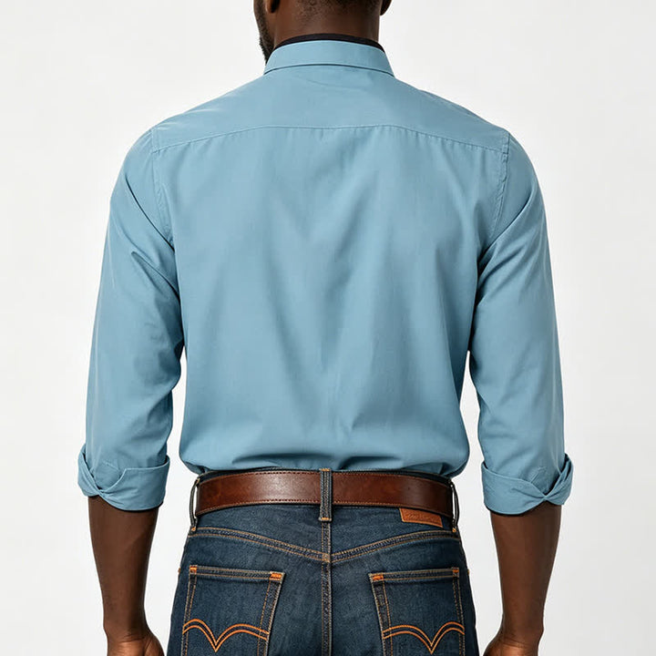 Chemise habillée pour homme à col noir contrastant, col uni - image 2