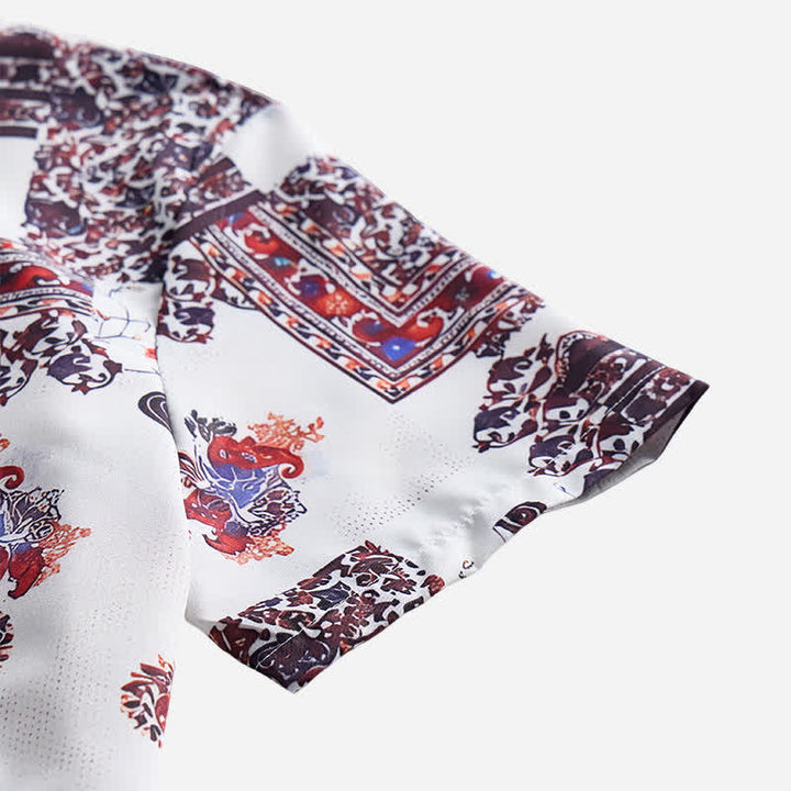 Chemise homme marron foncé et blanche à motif cachemire tribal - image 7