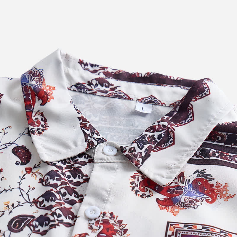 Chemise homme marron foncé et blanche à motif cachemire tribal - image 4
