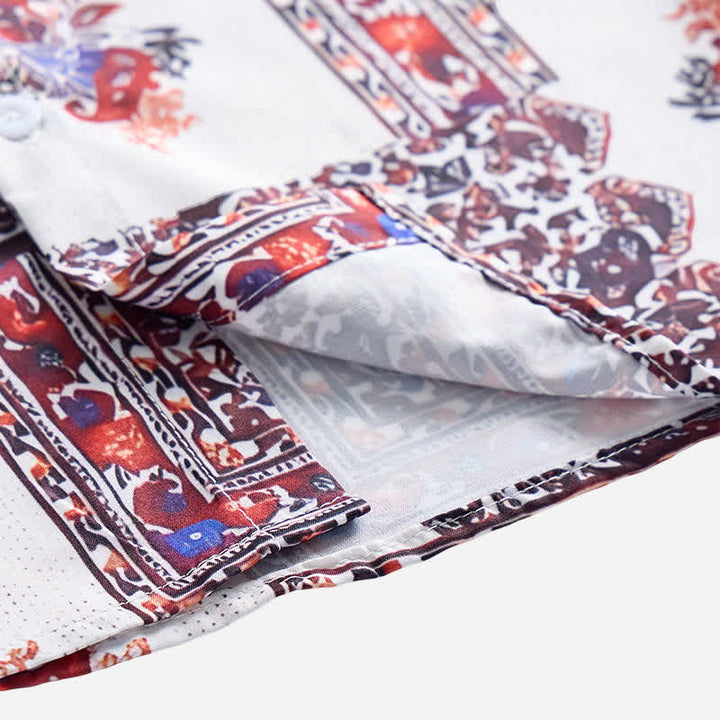 Chemise homme marron foncé et blanche à motif cachemire tribal - image 6