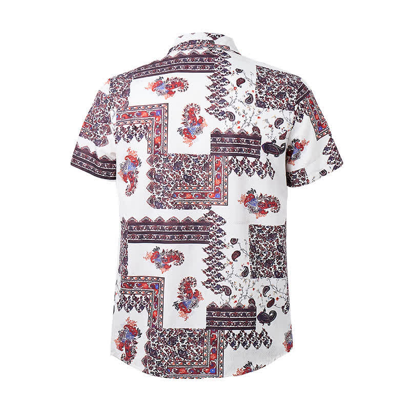 Chemise homme marron foncé et blanche à motif cachemire tribal - image 9