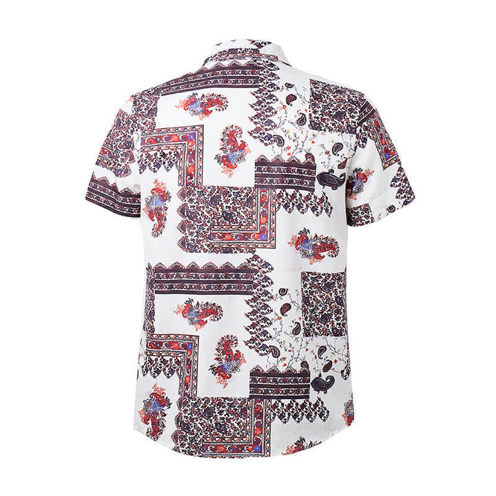 Chemise homme marron foncé et blanche à motif cachemire tribal - image 9