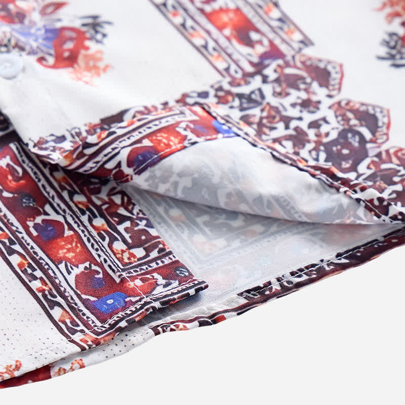 Chemise homme marron foncé et blanche à motif cachemire tribal - image 6