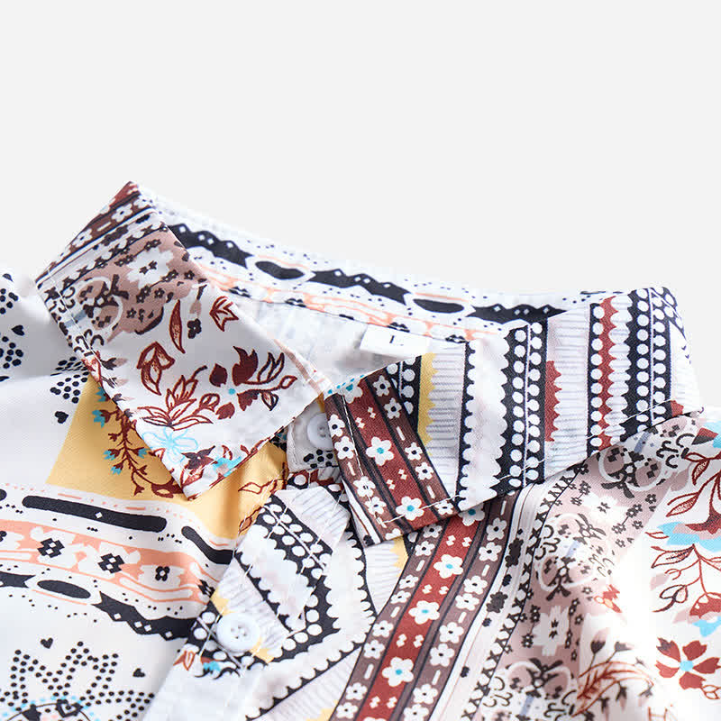 Chemise homme rétro à imprimé cachemire patchwork aztèque et floral - image 4