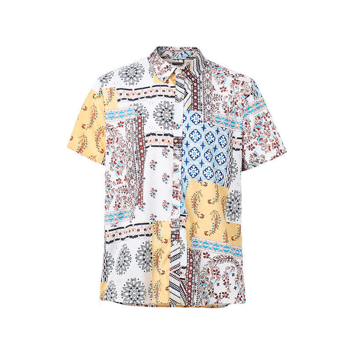 Chemise homme rétro à imprimé cachemire patchwork aztèque et floral - image 8