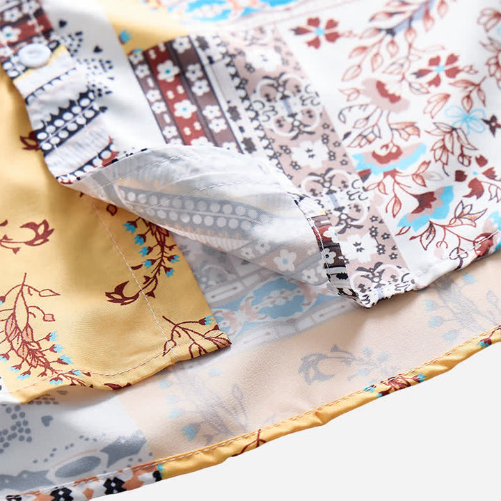 Chemise homme rétro à imprimé cachemire patchwork aztèque et floral - image 6