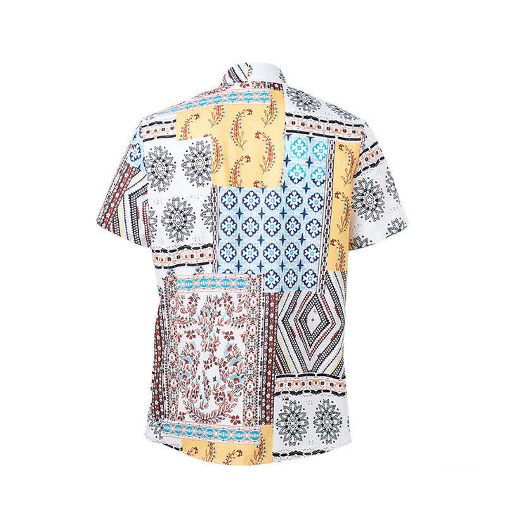 Chemise homme rétro à imprimé cachemire patchwork aztèque et floral - image 9