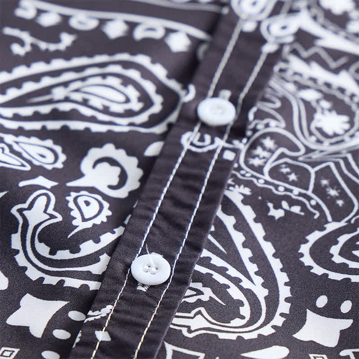 Chemise streetwear homme noire et violette à imprimé cachemire - image 5