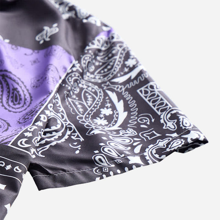Chemise streetwear homme noire et violette à imprimé cachemire - image 7