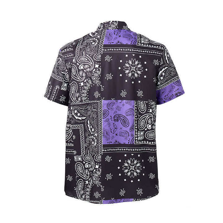 Chemise streetwear homme noire et violette à imprimé cachemire - image 9