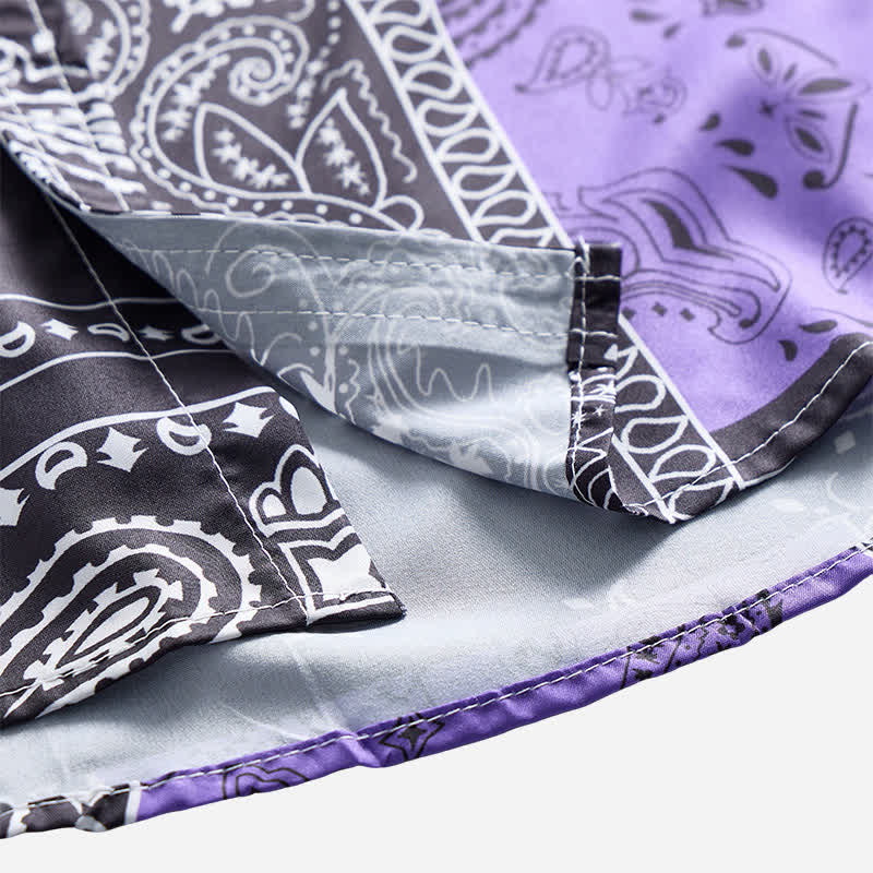 Chemise streetwear homme noire et violette à imprimé cachemire - image 6