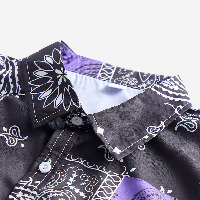Chemise streetwear homme noire et violette à imprimé cachemire - image 4