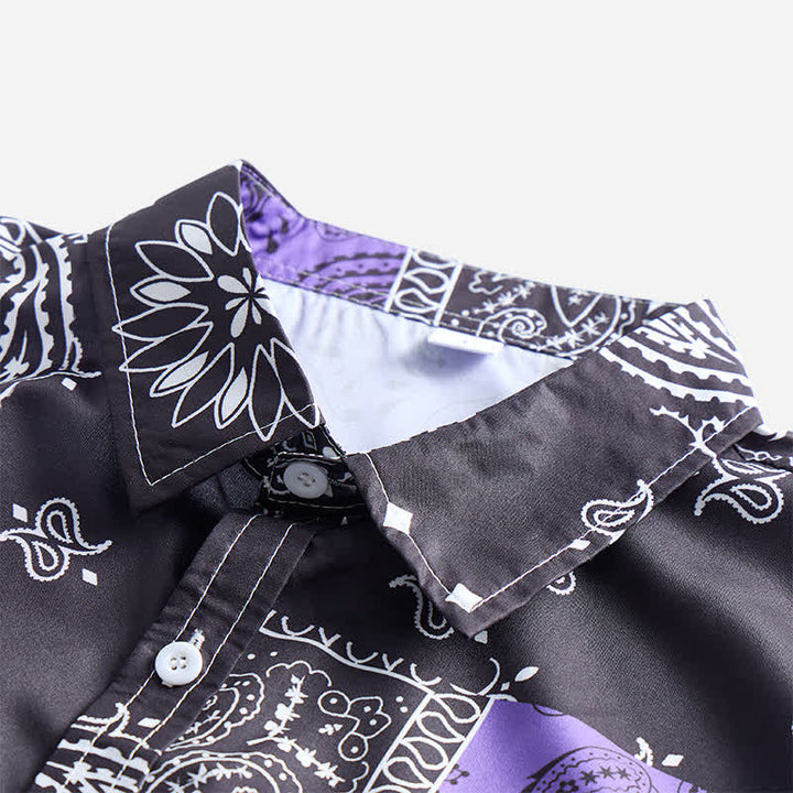 Chemise streetwear homme noire et violette à imprimé cachemire - image 4