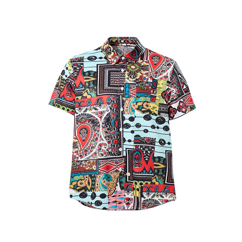 Chemise homme rétro ethnique multicolore à imprimé géométrique cachemire - image 8