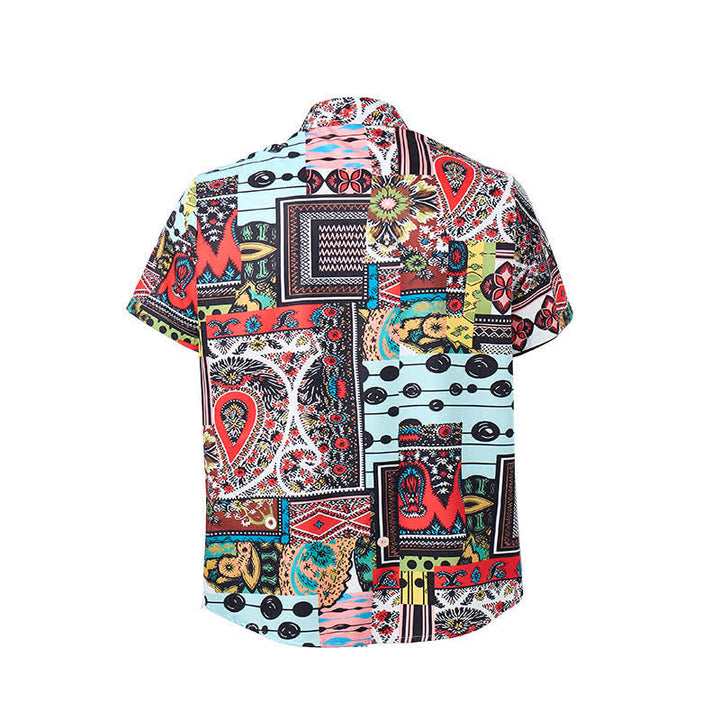 Chemise homme rétro ethnique multicolore à imprimé géométrique cachemire - image 9