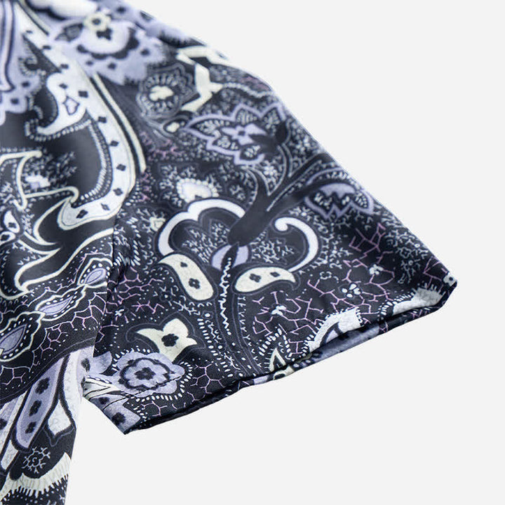 Chemise décontractée pour homme, grise et blanche à imprimé floral cachemire - image 7