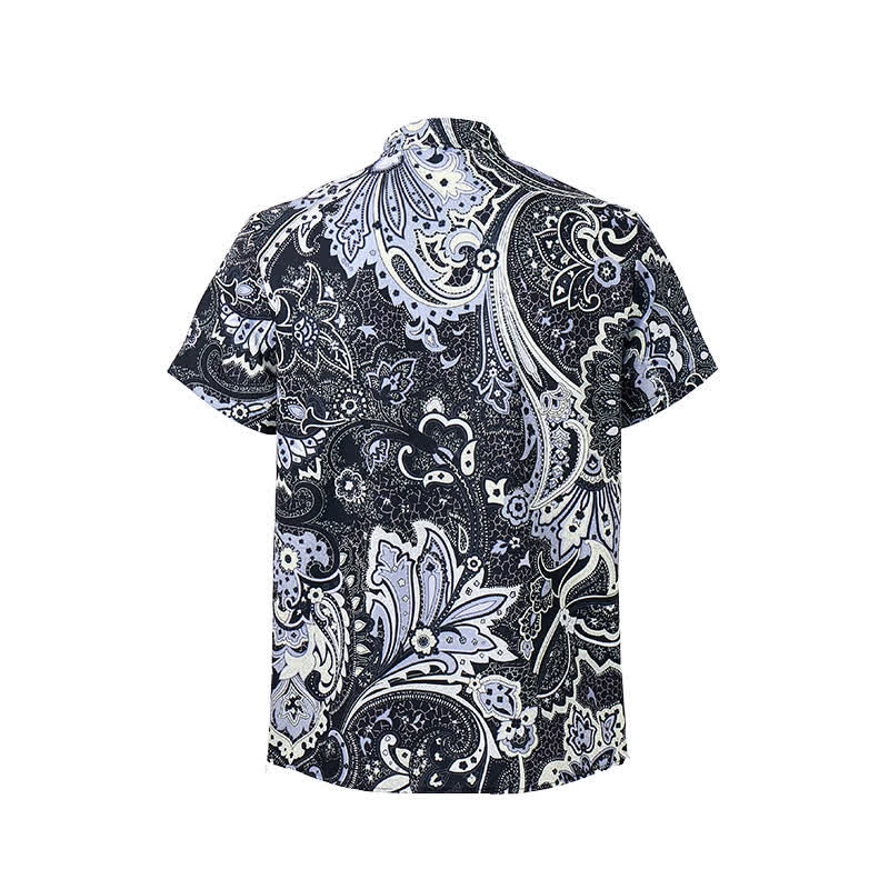 Chemise décontractée pour homme, grise et blanche à imprimé floral cachemire - image 9
