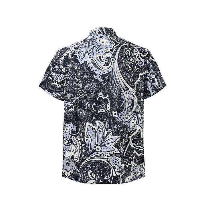 Chemise décontractée pour homme, grise et blanche à imprimé floral cachemire - image 9