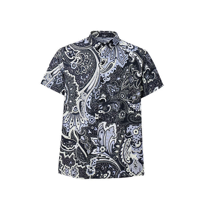 Chemise décontractée pour homme, grise et blanche à imprimé floral cachemire - image 8