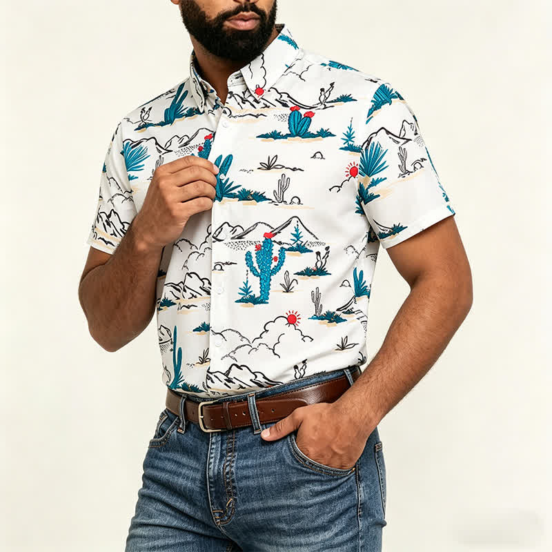 Chemise homme à imprimé paysage désertique du Sud-Ouest, style cowboy - image 3