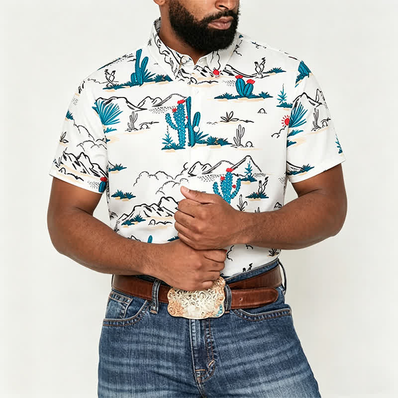 Chemise homme à imprimé paysage désertique du Sud-Ouest, style cowboy - image 1