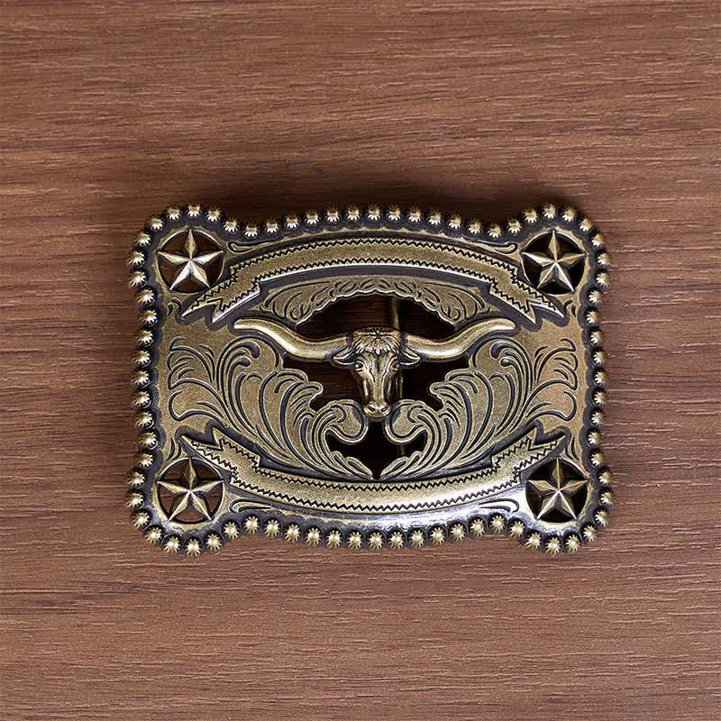 Ceinture en cuir pour homme Texas Longhorn Star ajourée avec boucle à faire soi-même - image 1