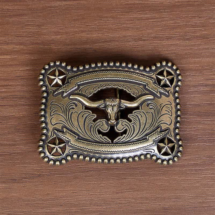 Ceinture en cuir pour homme Texas Longhorn Star ajourée avec boucle à faire soi-même - image 1