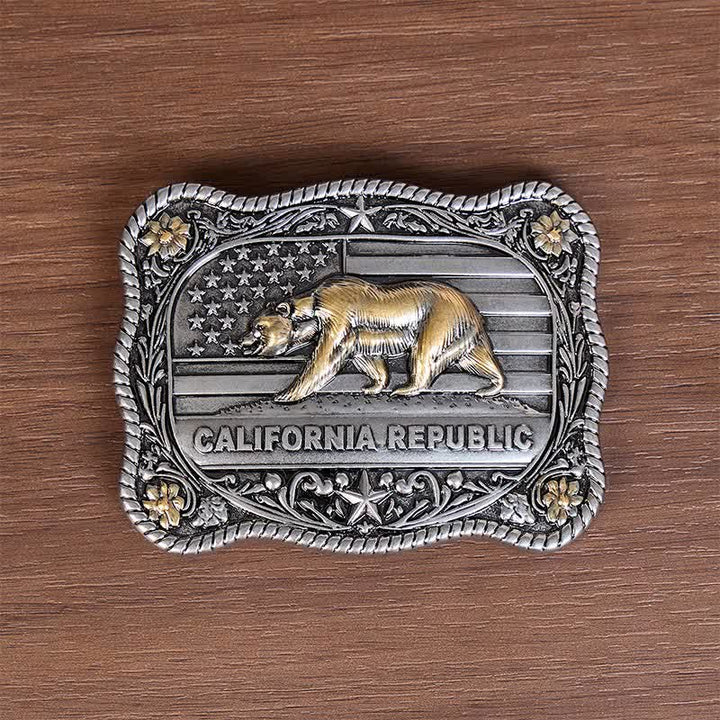 Ceinture en cuir à boucle DIY style western ours de la République de Californie - image 1