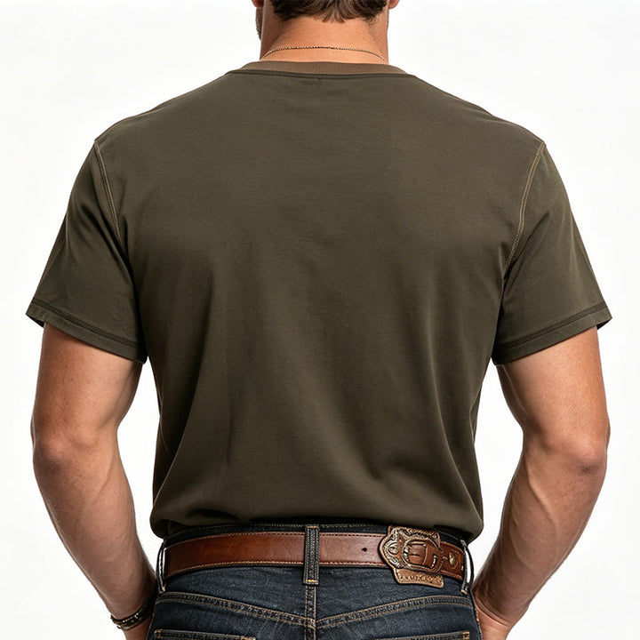Polo homme à col rond et manches courtes avec surpiqûres contrastées - image 2