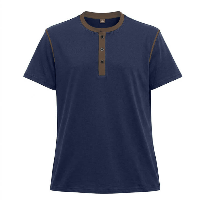 Polo homme à col rond et manches courtes avec surpiqûres contrastées - Bleu royal - 3XL - image 17