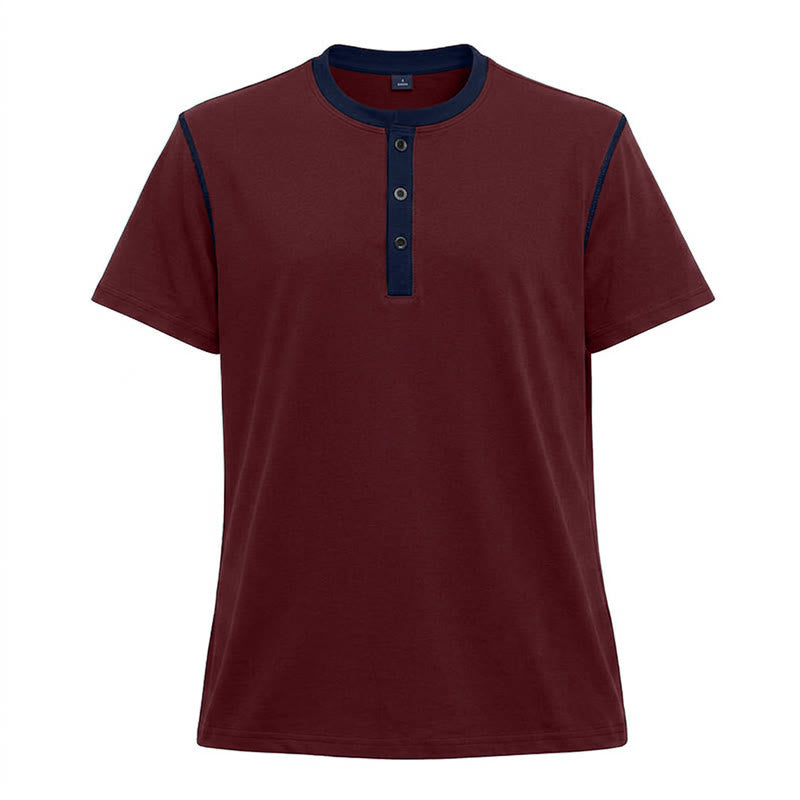 Polo homme à col rond et manches courtes avec surpiqûres contrastées - Vin - 3XL - image 15