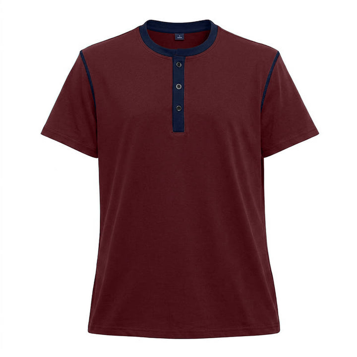 Polo homme à col rond et manches courtes avec surpiqûres contrastées - Vin - 3XL - image 15