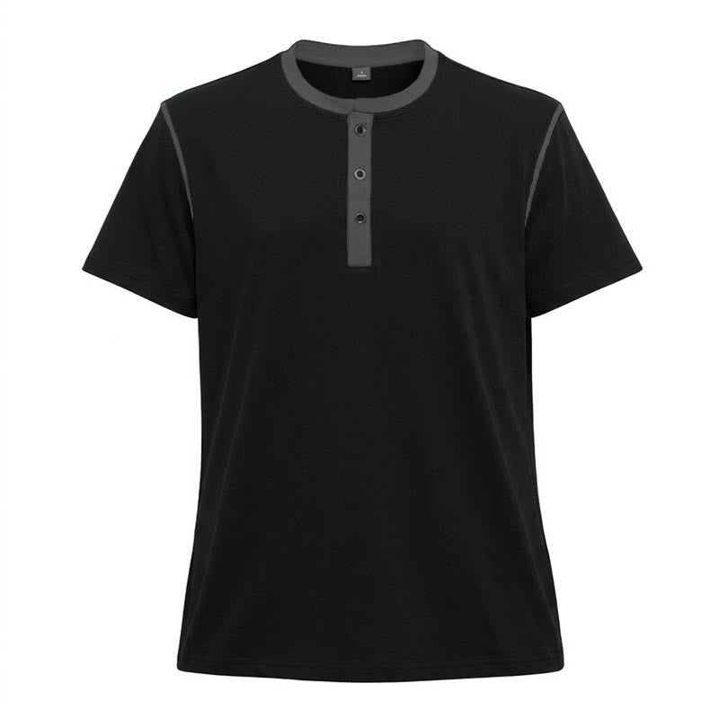 Polo homme à col rond et manches courtes avec surpiqûres contrastées - Noir - 3XL - image 27