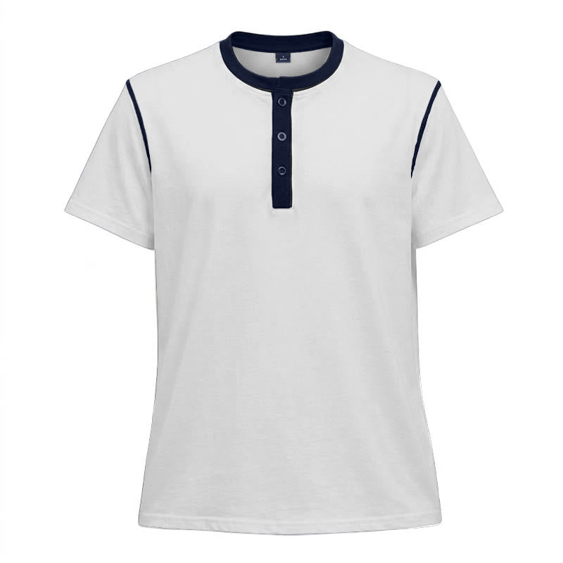 Polo homme à col rond et manches courtes avec surpiqûres contrastées - Blanc - 3XL - image 11
