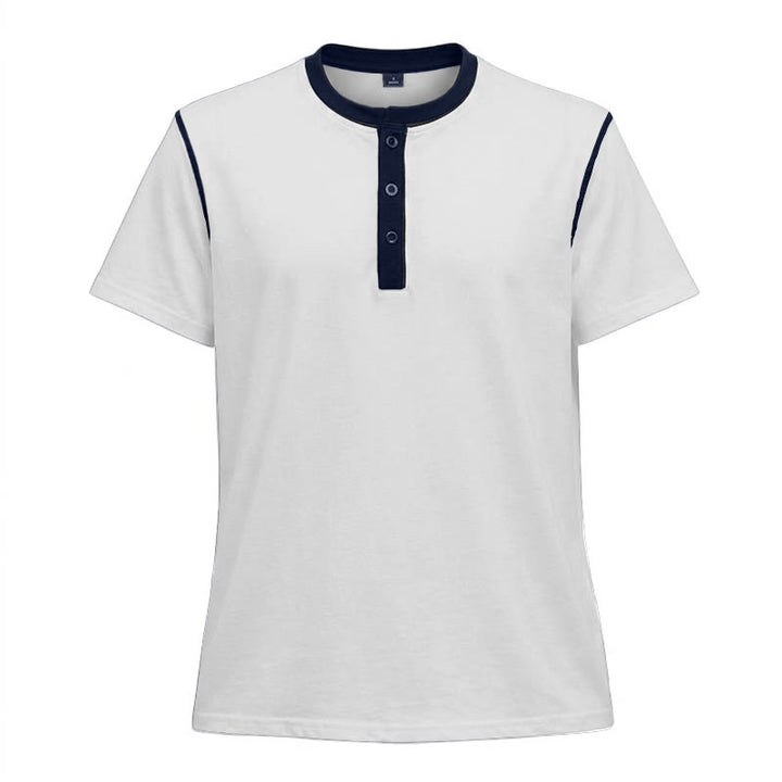 Polo homme à col rond et manches courtes avec surpiqûres contrastées - Blanc - 3XL - image 11