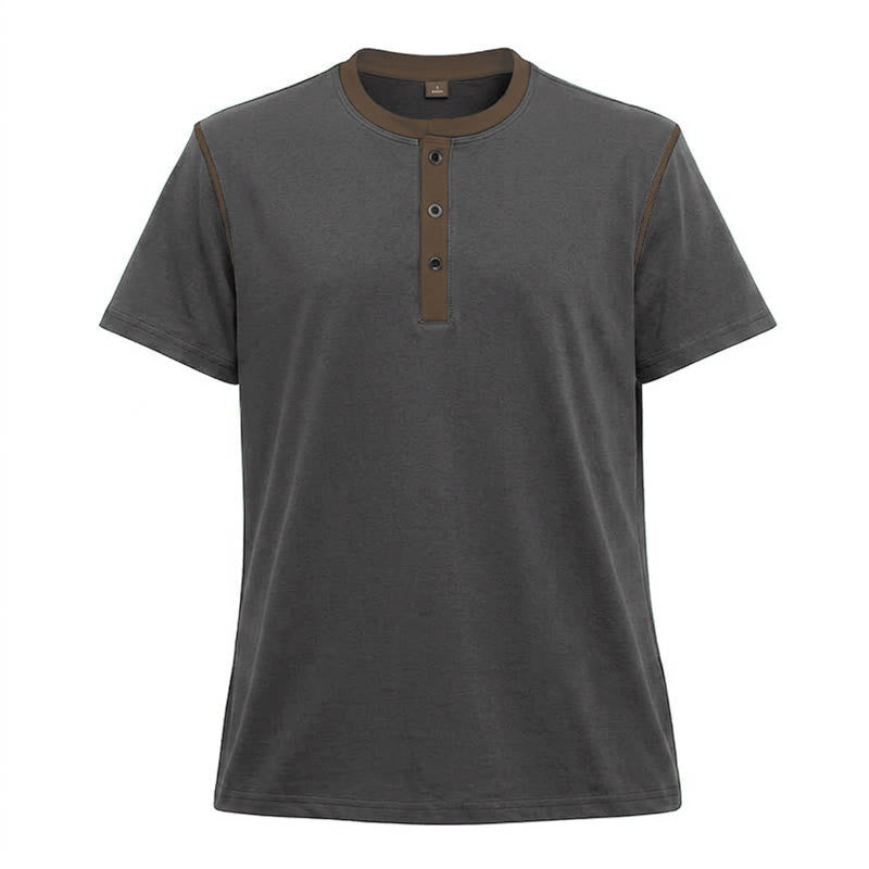 Polo homme à col rond et manches courtes avec surpiqûres contrastées - Gris cendré foncé - 3XL - image 33