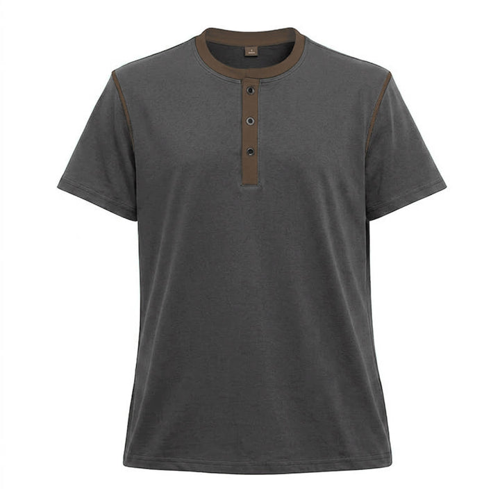 Polo homme à col rond et manches courtes avec surpiqûres contrastées - Gris cendré foncé - 3XL - image 33