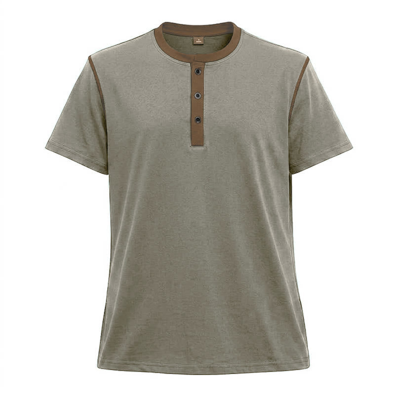 Polo homme à col rond et manches courtes avec surpiqûres contrastées - Gris - 3XL - image 13