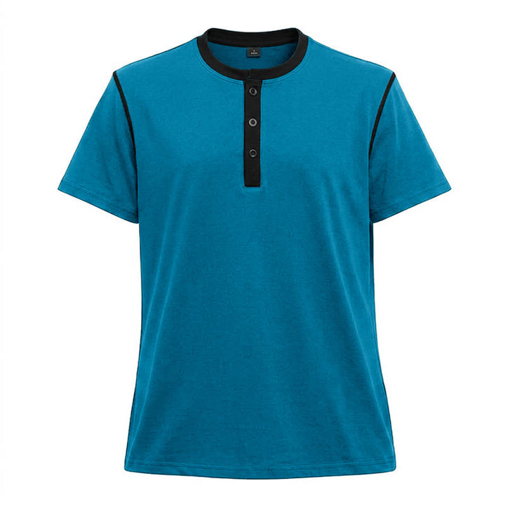 Polo homme à col rond et manches courtes avec surpiqûres contrastées - Bleu - 3XL - image 25