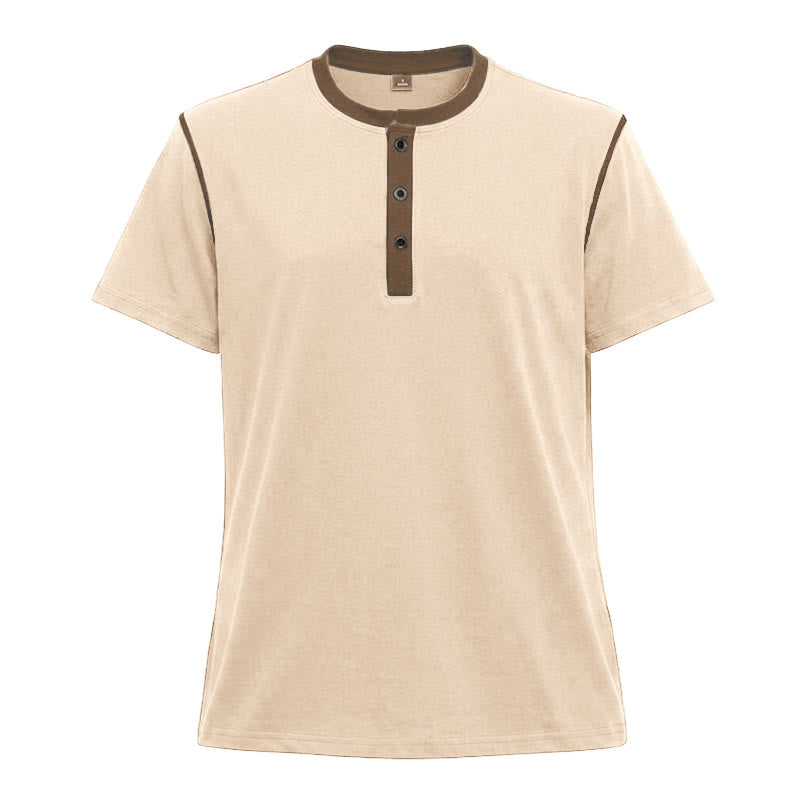 Polo homme à col rond et manches courtes avec surpiqûres contrastées - Abricot - 3XL - image 35