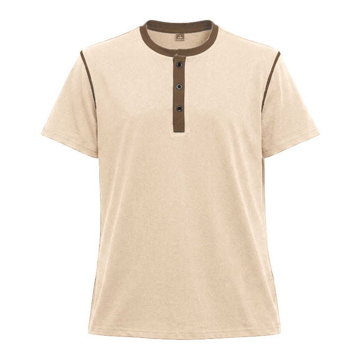 Polo homme à col rond et manches courtes avec surpiqûres contrastées - Abricot - 3XL - image 35