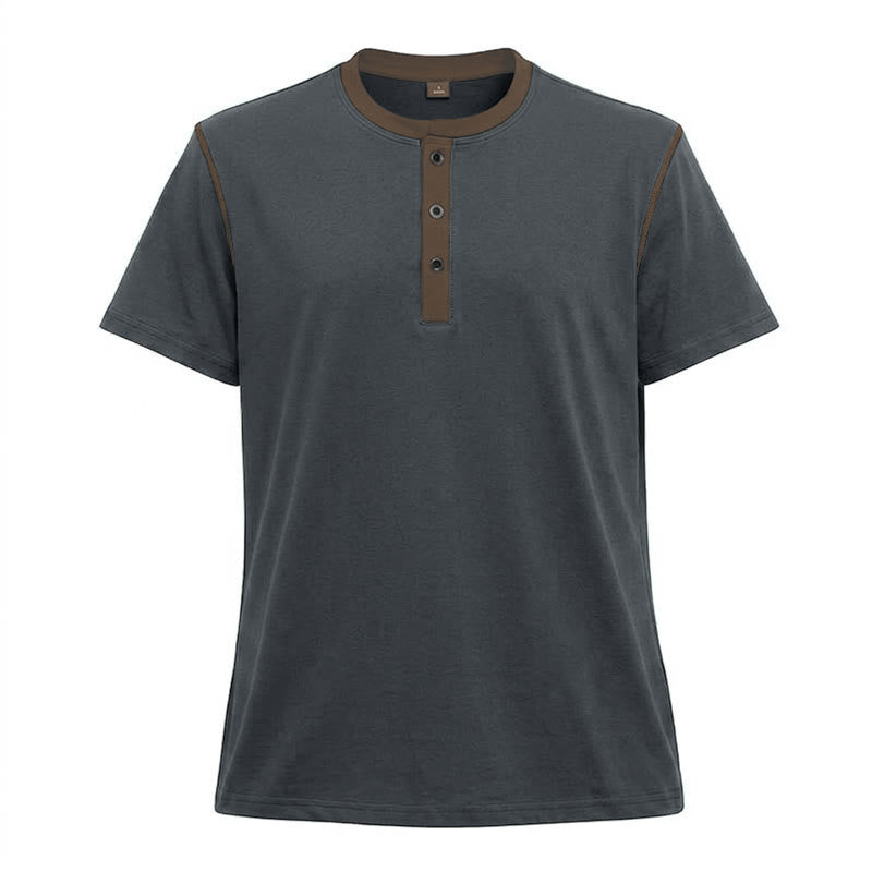 Polo homme à col rond et manches courtes avec surpiqûres contrastées - Gris foncé - 3XL - image 23