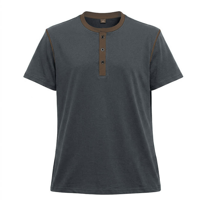 Polo homme à col rond et manches courtes avec surpiqûres contrastées - Gris foncé - 3XL - image 23