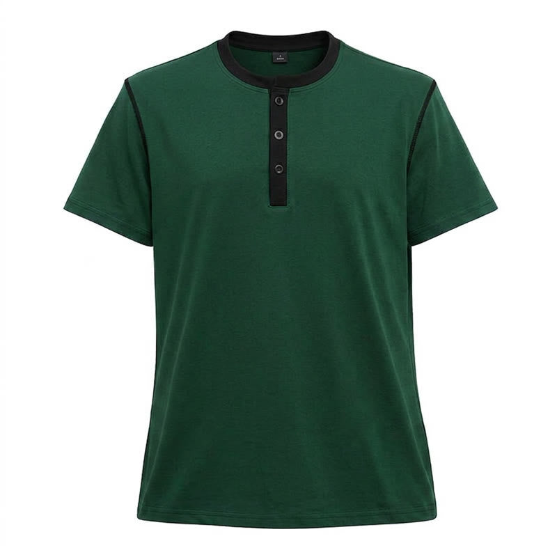 Polo homme à col rond et manches courtes avec surpiqûres contrastées - Vert foncé - 3XL - image 19
