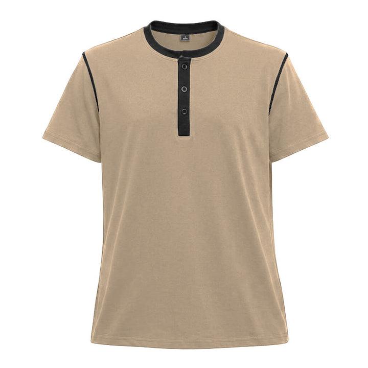 Polo homme à col rond et manches courtes avec surpiqûres contrastées - Kaki - 3XL - image 21