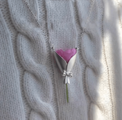 Collier pendentif à motif bouquet de fleurs créatif - Argent - image 0