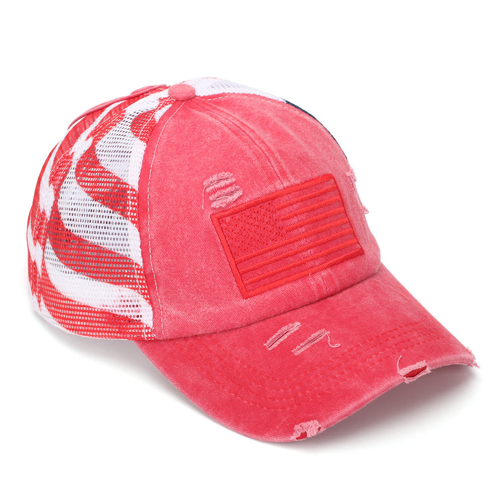 Casquette de baseball tactique en denim délavé respirant avec queue de cheval ajustable - image 2